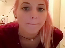 (18+) Pink Haired teen 18+ Plays With Pink Pussy