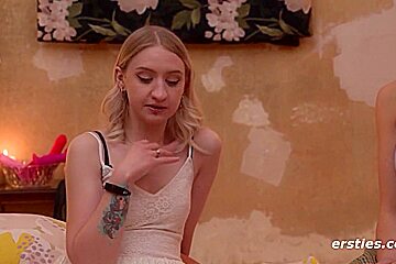 3 Girls Pamper Hot Blonde With A Strapon