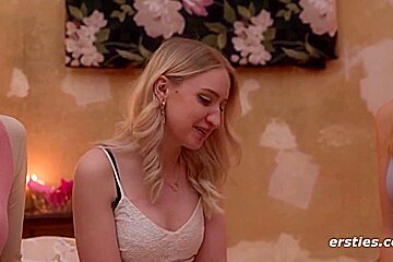 3 Girls Pamper Hot Blonde With A Strapon