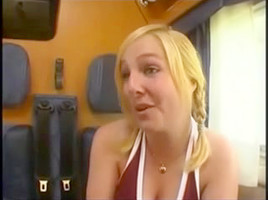 A Norwegian with big tits gets fucked in the train