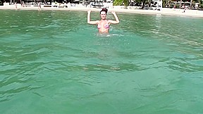 Abbey in oral sex at the beach scene with a hot lassie