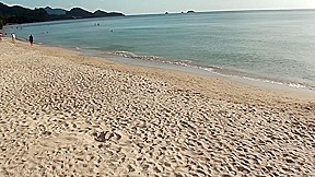 Abbey in oral sex at the beach scene with a hot lassie