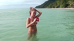 Abbey in oral sex at the beach scene with a hot lassie