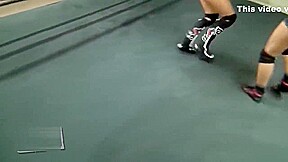 Allie, Abbey Laith and Barbi Hayden low-blow squashed