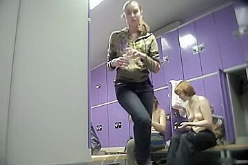 Amateur fems talking and changing in the dressing room