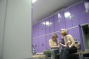 Amateur fems talking and changing in the dressing room