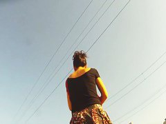 Amateur upskirt video of an undoubting hot girl