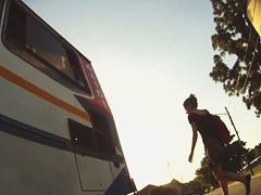 Amateur upskirt video of an undoubting hot girl