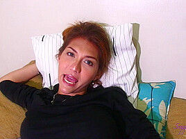 Asian PORNSTAR SHEMALE playing with her MUSHY PENIS