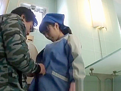 Asian toilet attendant cleans wrong part2
