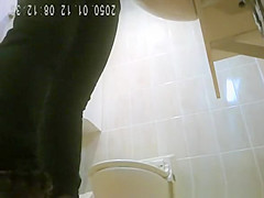 Asiatic women spied in public toilet peeing