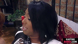Ass Gapped Ebony Dominated In Threesome Fisting Session