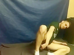 Ass Play and Stroking in Black Jockstrap and Soccer Jersey