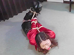 Asumi Red Satin Bondage