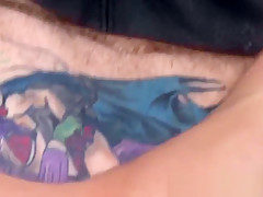 Attractive army homosexual with tattoos masturbates solo