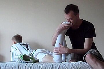 Authentic footballer foot worship