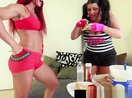 BBW Angelina Castro Gets A Strap On Workout With Teacher!