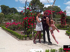 BDSM naked babe public whipped and exposed outdoor