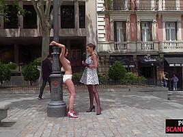 BDSM naked babe public whipped and exposed outdoor