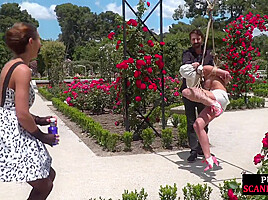 BDSM naked babe public whipped and exposed outdoor