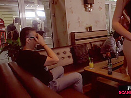 BDSM sub publicly blowing dom in erotic group session