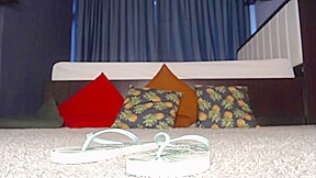 Bare foot webcam with panty flashing