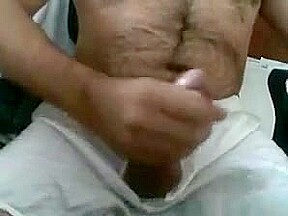 Bear in boxers with nice cock jerking off