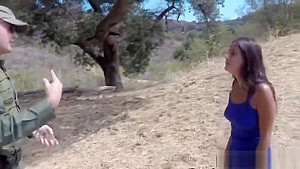 Beautiful Latina babe sucking dick and getting fucked hard by a border agent