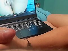 Bella Giving Housemate Handjob While Watching Porn