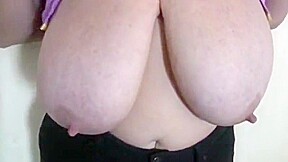 Big Tits in Purple Shirt