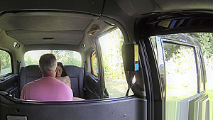 Big boobs tattooed babe fucked in fake cab and outdoor