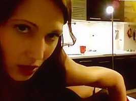 Big enema on the kitchen table