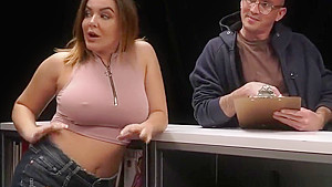 Big tit slut sucks black dick