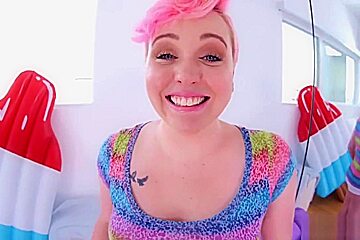 Big tits Miley May POV deepthroat and swallowing cum