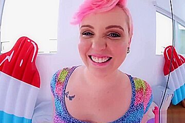 Big tits Miley May POV deepthroat and swallowing cum