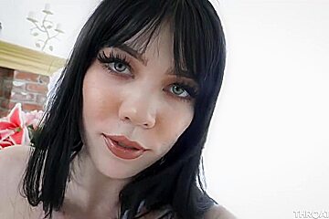 Black haired Goth chick, Leda Elizabeth is getting throatfucked the way she likes the most