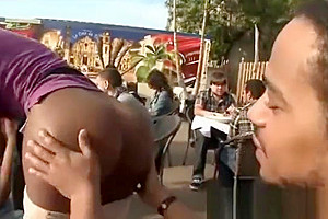 Black shemale sucks two dicks