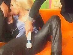 Blonde Milf In Ripped Pants Gets Horny!