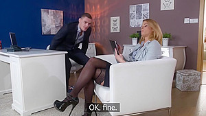 Blonde Secretary Bangs Her Young Boss