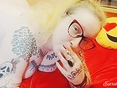 Blonde Smokes A Cigarette