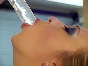 Blonde babe in lingerie gets drenched with nasty jizz shots