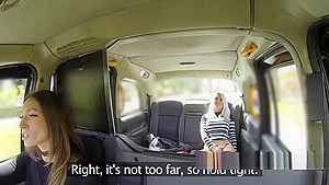 Blonde flashing cunt for female cab driver