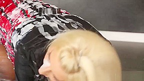 Blonde gets covered with hot cum