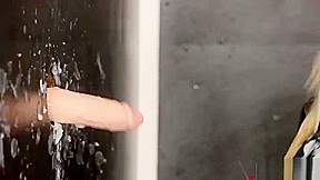 Blonde gets covered with hot cum