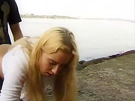 Blonde teen 18+ Given A Facial Outside