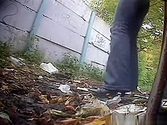 Blonde woman pees twice