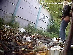 Blonde woman pees twice