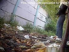 Blonde woman pees twice
