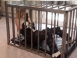 Bondage girl in cage