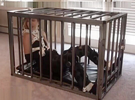Bondage girl in cage